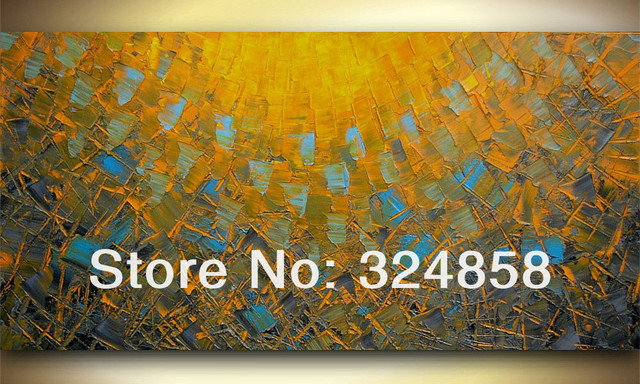 Huge handmade fine art brown blue rectangle landscape oil painting ...