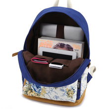 Brand Genuine Quality Floral Leather Canvas Bag Backpack School for Teenager Girl Laptop Bag Printing Backpack