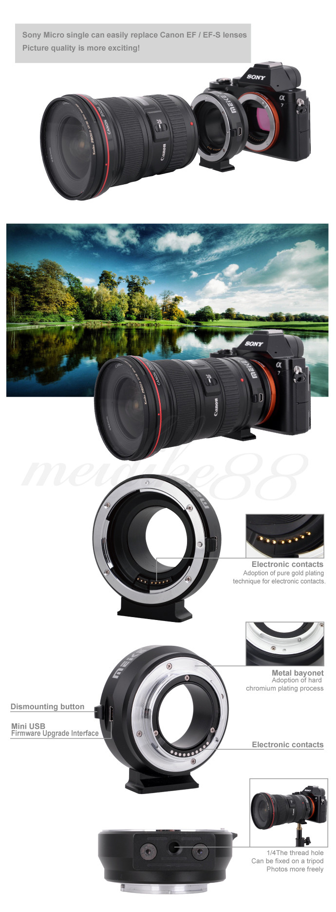 MK-S-AF4 Auto Focus mount lens adapter ring for SONY micro single camera to Canon EFEF-S Lens (3)