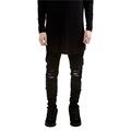 Mens Mid Waist Skinny Jeans Distressed Slim Elastic Jeans Denim Biker Jeans Hiphop Washed Ripped Jeans