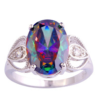 2015 New Fashion Mysterious Rainbow Sapphire 925 Silver Ring Size 6 7 8 9 10 Cupid Women Jewelry Free Shipping Wholesale