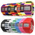 1pc Rubber Multicolor Rainbow Band Block Digital LED Date Day Unisex Sport Watch Hot