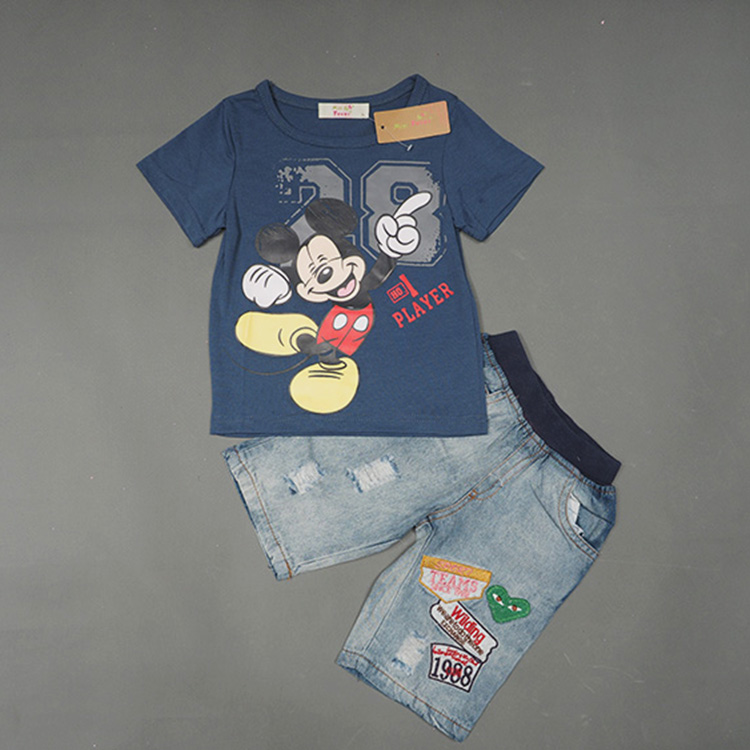 Cartoon micky clothes baby boys clothing set summer style kids clothes vetement enfant garcon boy clothes 2 colors high quality