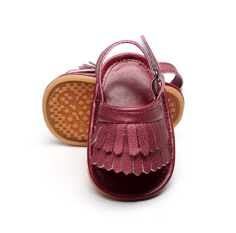 HONGTEYA Baby Girl Summer Princess Dress Sandals Tassel Infant Shoes PU Leather Rubber Soled Toddler Moccasins
