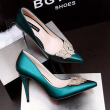 Women Pumps Noble Heels Shoes Fashion Heels Shallow Mouth rhinestone Sexy Thin heel Women Shoes 315-6