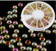 2016 New Arrive Fashion Colorized Rhinestones For Nails Gold Alloy Nail Art Glitter Studs Stickers Decoration