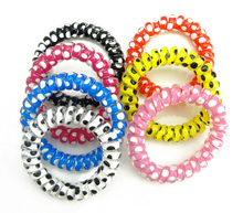 5 cm 10 Pcs Lot Telephone Wire Cord Line Print White Black Dot Gum Holder Elastic