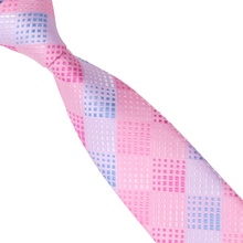 2015 Fashion Slim Tie Pink Light blue Plaid Skinny Narrow Gravata Silk Jacquard Woven Neck Ties