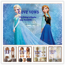 Synthetic Cosplay hair long Curly hair wigs Snow Adult Child Queen Anna Elsa Long Anime Wigs