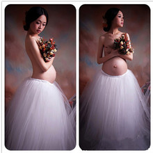 White Gown to Flooring Desses Maternity Photography Props Lace Dress Pregnant Photography Props Fancy Pregnancy Photo Shoot