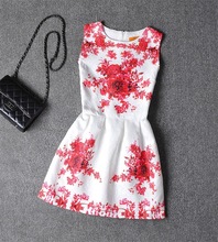 Fashion Brand Vintage Party Floral Print Tutu Flower Girls Dresses Casual Toddler Princess Vestidos De Festa Kids Clothes NTQ095