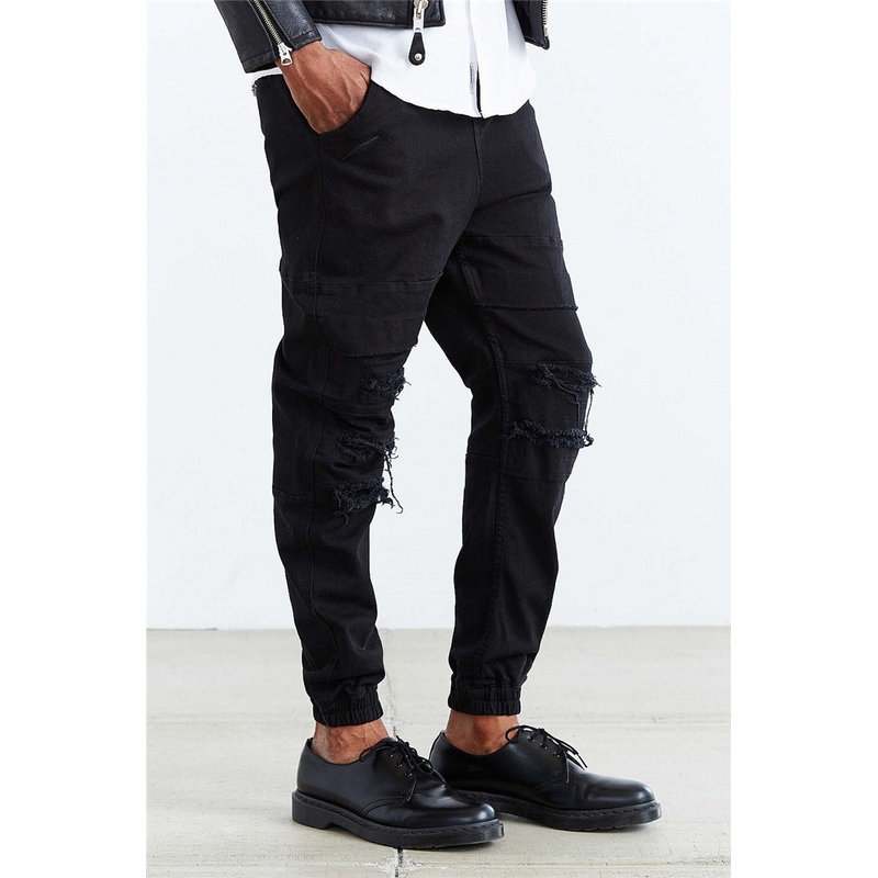 black ripped jogger jeans