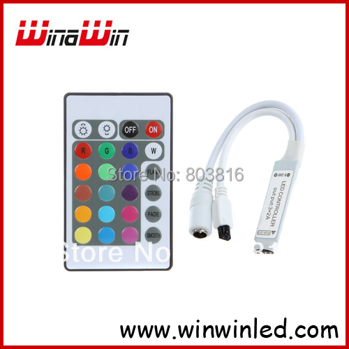 12V 24Key Wireless IR Remote RGB Control LED Mini Controller for LED Strip 5050 3528 3 channels Free Shipping