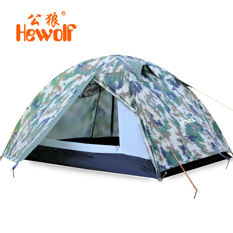 2015 New Hewolf High quality 2 person 4 season anti rain 2 layer aluminum rod hiking fishing beach outdoor camping tent on sale