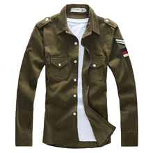 famous brand men shirts 2015 Slim fit men shirt long sleeve Spring navy army cotton new