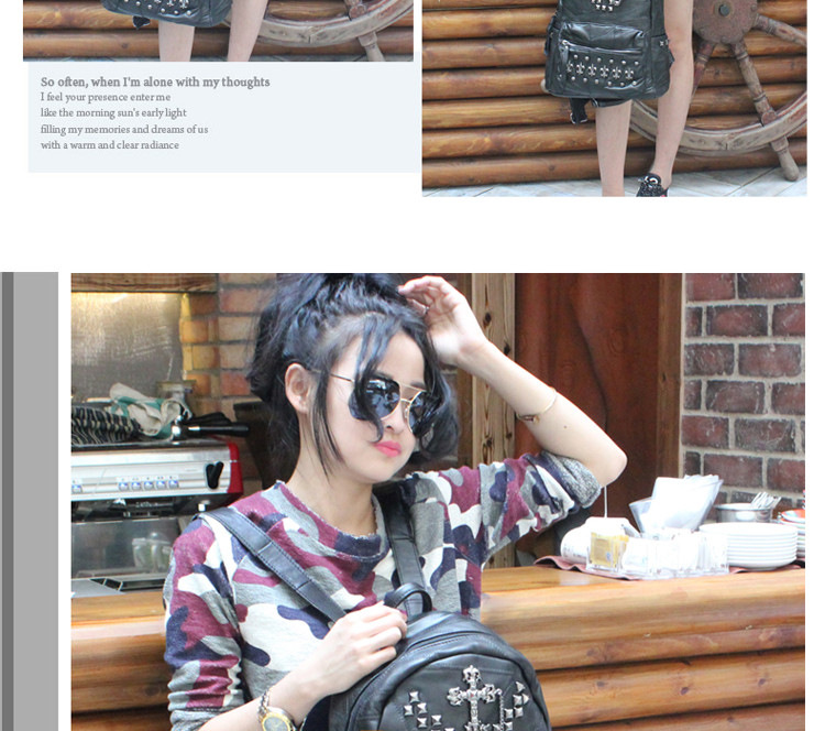 2015 South Korea Style New Campus Wind Rivet Fashion Bags Leather