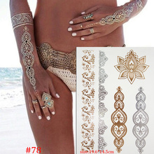 hot temporary tattoo gold tattoo sex products necklace bracelet tatoo metal women flash metalic gold silver