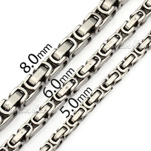 CUSTOMIZE SIZE 5/6/7mm Byzantine  Stainless Steel Chain Necklace Black Mens Chain Wholesale Fashion Jewelry MENS necklace KNW46