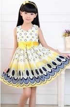 Unkids Kids Girls Dress cute peacock color sleeveless princess dress circle Korean Fashion Blue children s