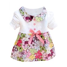 New Cute Baby Girls Clothes Kid One Piece Doll Collar Princess Lace Floral Dress Hot
