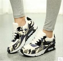 Breathable Camouflage Black Footwear Girl Casual Air Flat With Walking Canvas 2015 Slip Lace up Flats Women Platform Shoes 02325