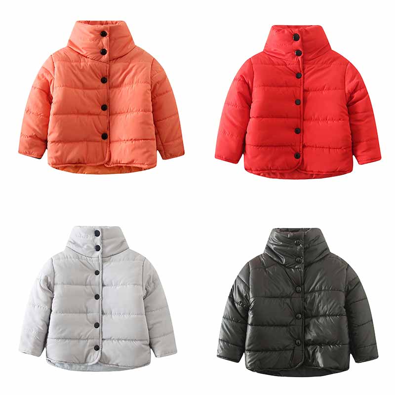 2015 Winter New Children Clothing Boys Girls Padded Coat With High Collar Jacket Children Baby Coat Thick Coat Red Black 2T-10T