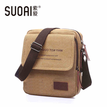 SUOAI Mens Canvas Shoulder Bag 2015 Fashion Vintage Messenger Bags Casual Mens Bag