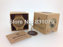 Free shipping 2014 Bewell Fashion Design Natural Rose Wooden Wrist watch For Man and Support Whholesale