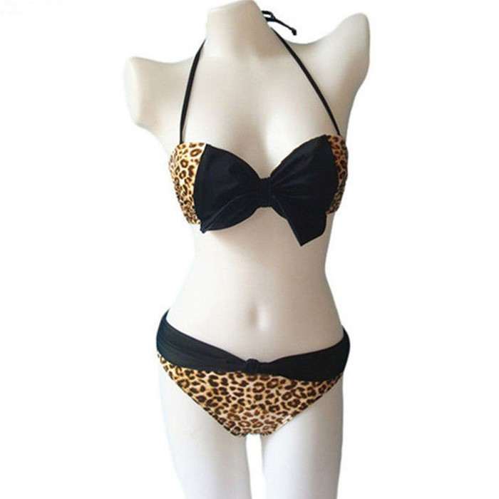 2015 Free Shipping Zebra Leopard Swimwear Women Padded Boho Fringe Bandeau Bikini Set New Swimsuit Lady Bathing suit (23)