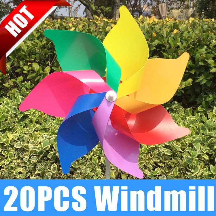 20pcs 18*30cm solids Wind Spinner Whirligig Garden Windmill plastic toy