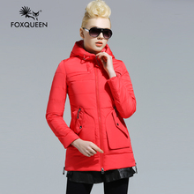 Foxqueen 2016 Spring Autumn High Quality Quilting Parka Leisure New Hooded Woman Outwear women Cotton Padded Jacket Warm Coat