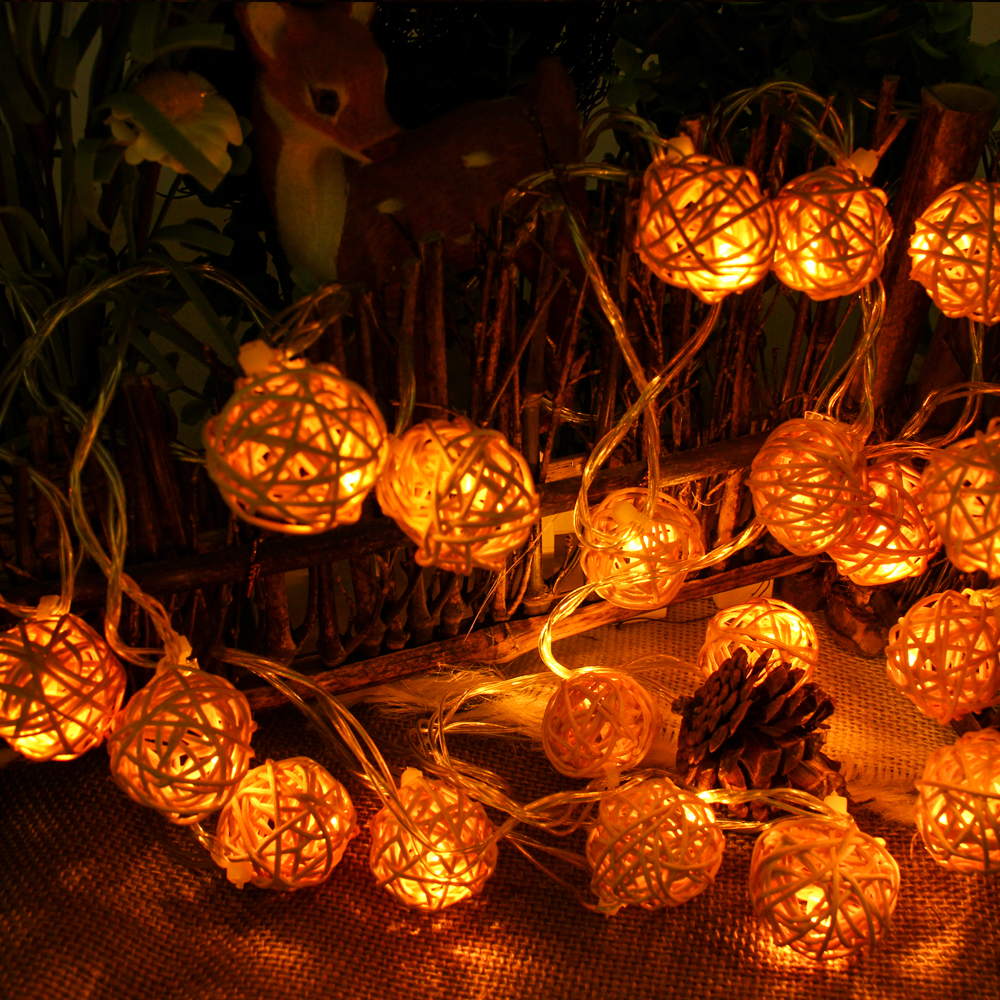 connectable 5M 20leds christmas lights indoor outdoor Rattan Ball LED String Lighting Wedding ...