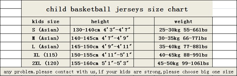 Usa Basketball Jersey Size Chart