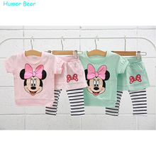Humor Bear Summer New Children Girl s 2PC Sets cartoon baby Clothing sets girls clothes