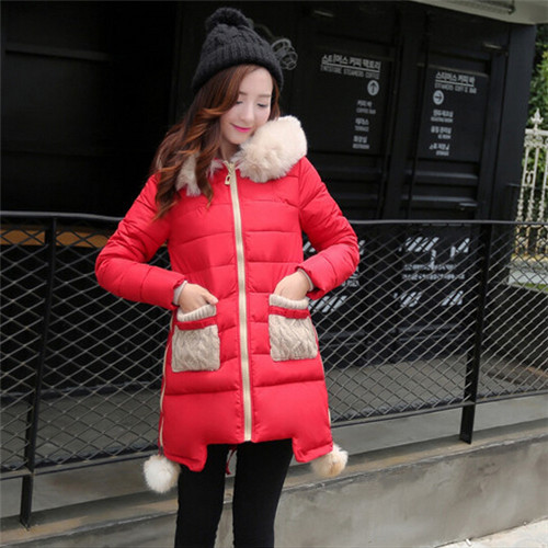 2015 New Women\'s Winter Jacket Women Long Down Coat Female Hooded Jackets Fur Collar Knitted Pockets Parka Woman Coats Plus Size (3)