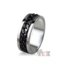 Wholesale men’s ring Punk rock accessories stainless steel black chain spinner rings