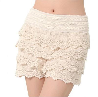 Hot Promotion Solid Sale Fashion Womens Sweet Cute Crochet Tiered Lace Mini Skirt Pants 2014 Women Shorts Dropshipping Wf-024