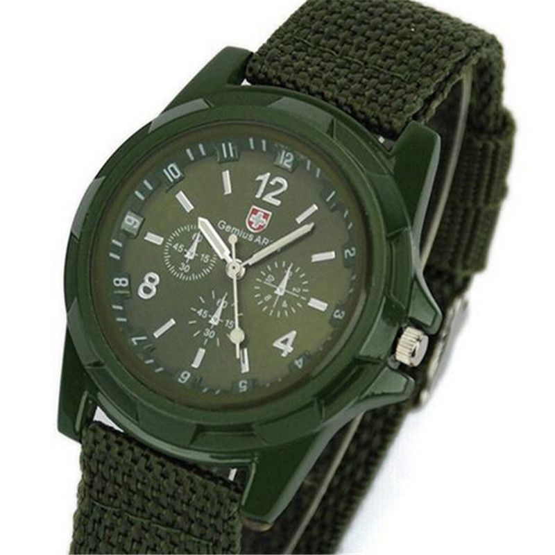 2015 New Fashion Wholesale Soldier Military Men Outdoor Sports Watches Quartz Canvas Strap Fabric Watch For