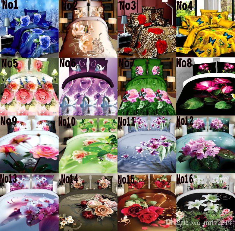  2016 Cheap 3D Bedding Sets wide variety of styles Queen Size Duvet Cover Bed Sheet Pillowcase
