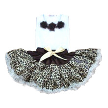 Baby Outfits Girl Kids Flowers Top And Skirt Set Leopard Tutu Dress