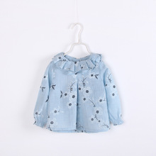 2016 next spring fall baby girls Foam flower sweater tops flimsy permeability kids blouses cute full sleeve children clothing