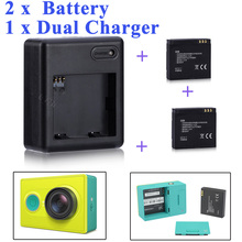 High Quality Xiaomi yi battery 2PCS 1010mAh xiaoyi battery+xiaoyi dual charger For xiaomi yi action camera xiaomi yi accessories