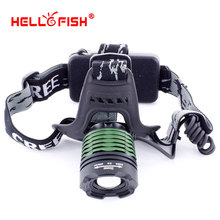 Hello Fish CREE XML T6 1000lm LED Headlamp Headlight 1000 lm zoom torch Flashlight Free shipping