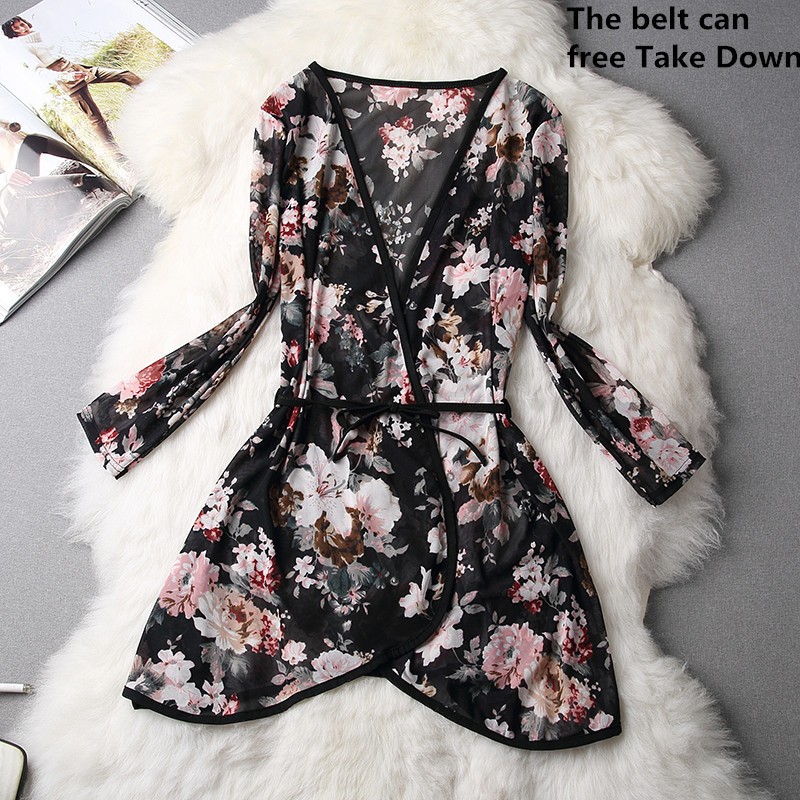 2015-hot-sale-women-16-Style-Print-black-White-kimono-Long-Sleeve-Lace-chiffon-blouse-voile