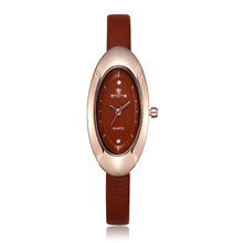 Hot Sale 2016 Ladies Watches Women Rhinestones Watches Oval Shape Dial Leather Band Fashion Skone Brand Wristwatches