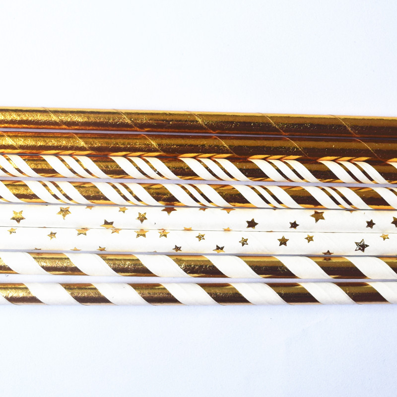 Free DHL 1000pcs Paper Straws, Gold Foil Stripe Paper Straws,Silver Foil Stripe Paper Straws Foil Gold  Star  Foil Silver Star