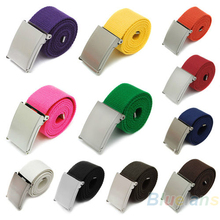 11 Colors New Candy Colors Men Women Unisex Boys Plain Webbing Cotton Canvas Metal Buckle Belt Accessories