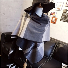 Christmas gift 2016 Winter Cashmere scarf women Tartan Double Side Blanket Scarf Shawl scarves echarpe luxury brand wool poncho