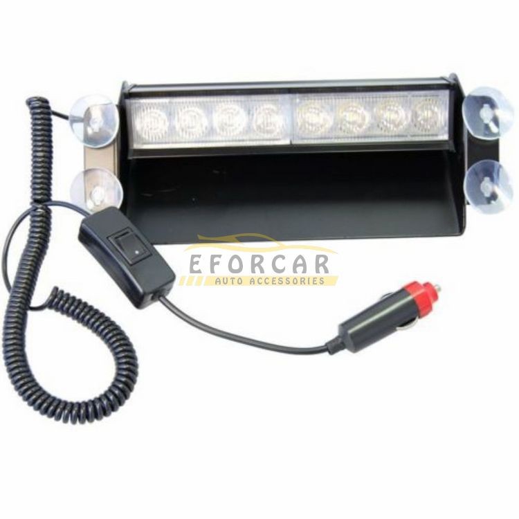 8-LED Emergency Vehicle Dash Warning Strobe Flash Light White (4)