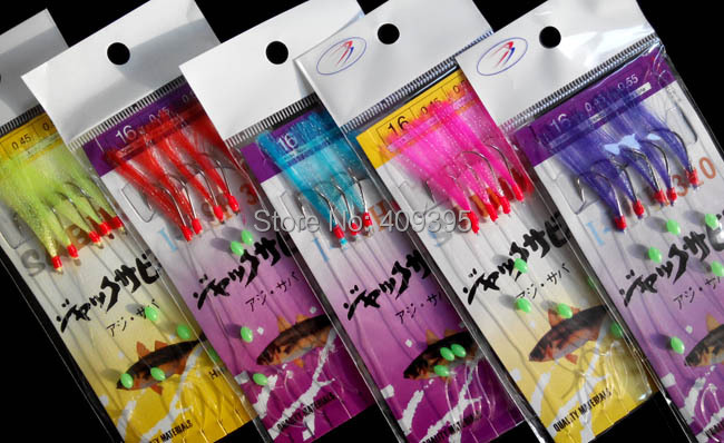 100 packages11# 16# mixed 5 colors Sabiki Rig Shrimp Sabiki Rigs Soft fishing lure with Strong Fishing hook